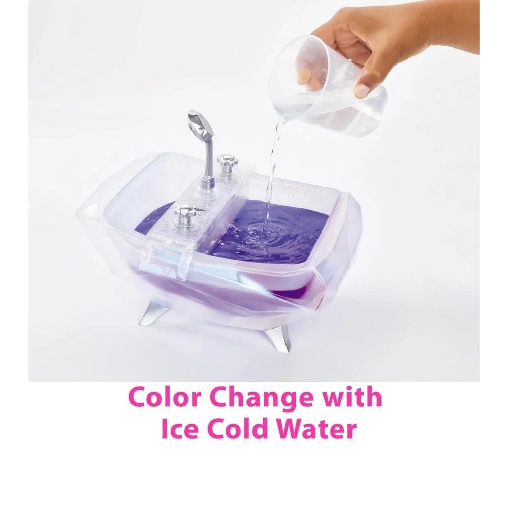 MGA'S Glitter Babyz Color Change Bubbling Bathtub, Real Working Shower Head‎ NEW